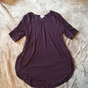 Plum color top with lace sleeves